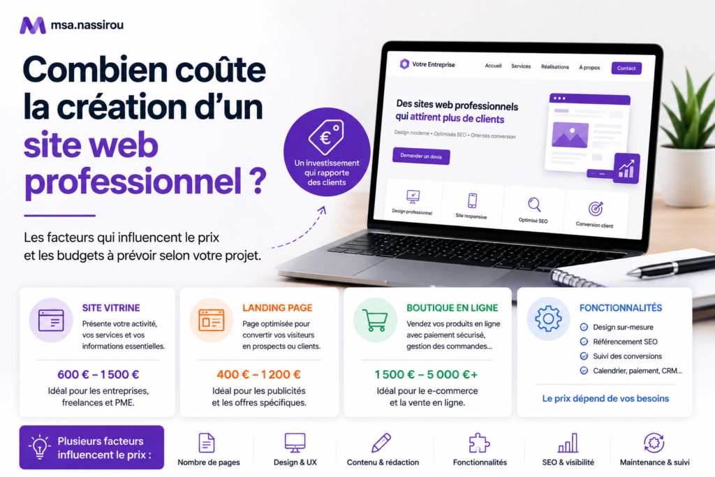 Site web professionnel et budget de création