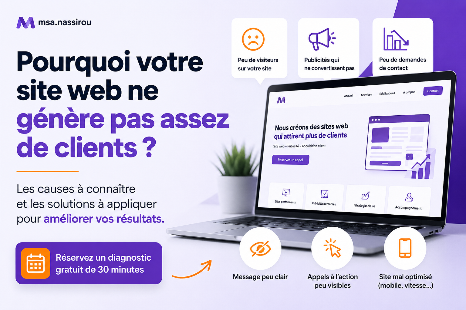 Media buyer freelance — site web qui ne génère pas assez de clients