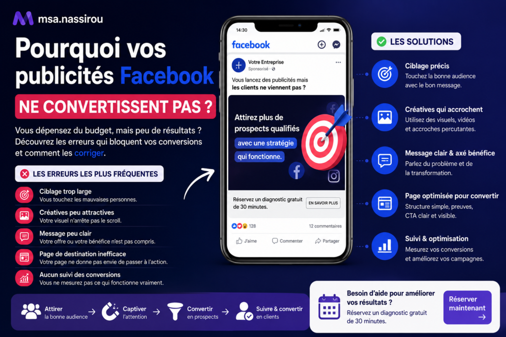 Publicités Facebook qui ne convertissent pas et erreurs à éviter