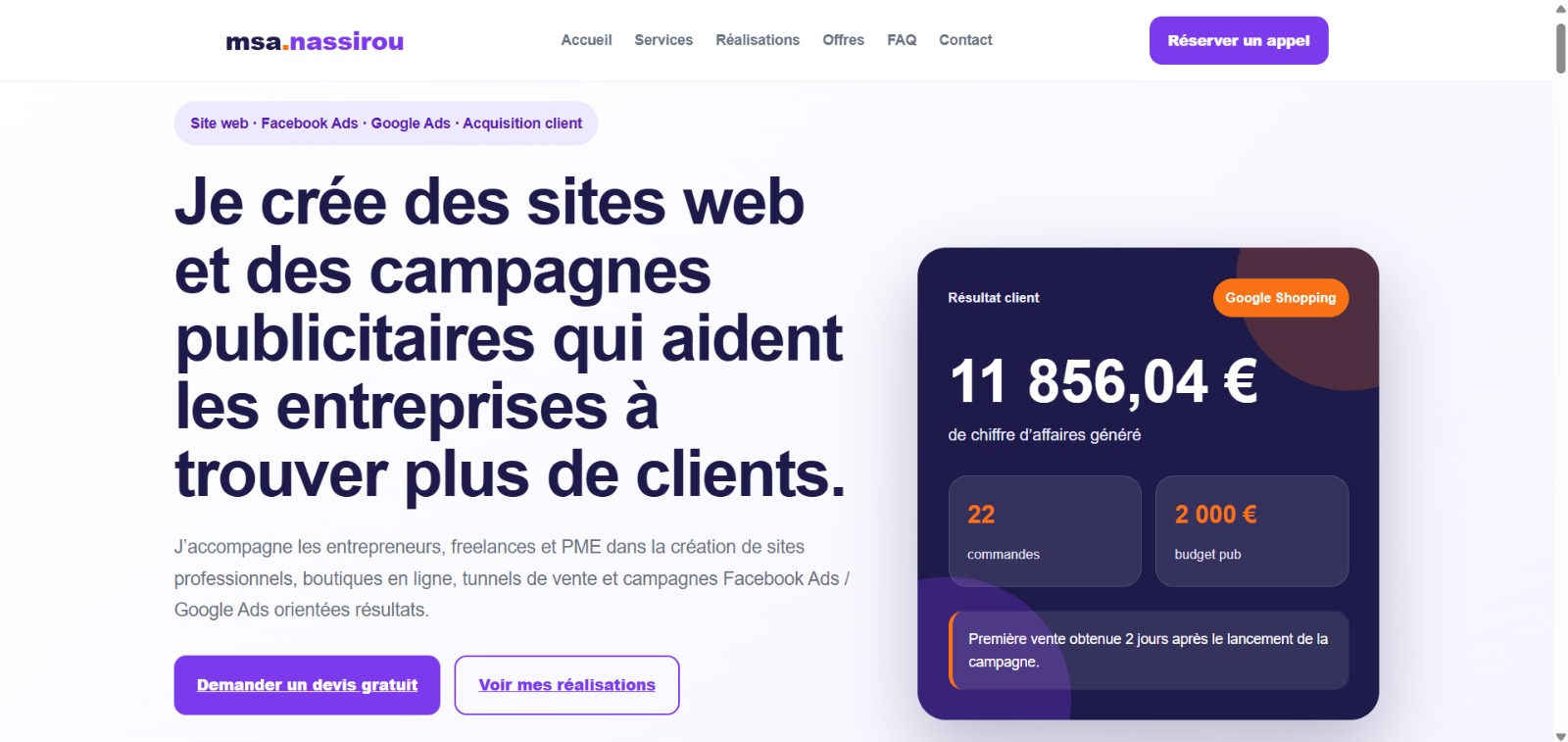 Landing page msa nassirou