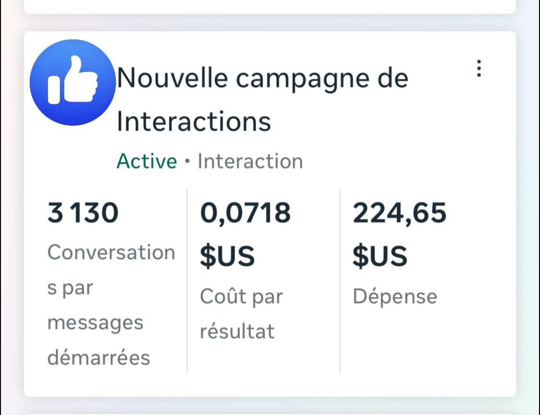 Resultat campagne Meta Ads 9